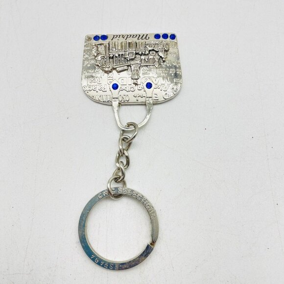 CHIC SELECTION Madrid Souvenir Keychain Silver Tone Blue Rhinestone Accents - Picture 3 of 8